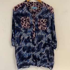 April,May silk mixed print shirt